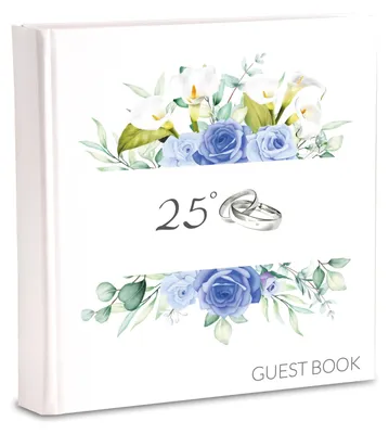 Gästebuch Hochzeit, blaue Blumen, 20x20 cm, 70 Seiten