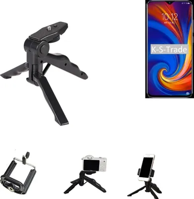 Produktbild von K-S-Trade Stativ Tisch-Ständer Dreibein Handy-Stativ Ständer kompatibel mit Lenovo Z5s Mini-Stativ Smartphone Tripod Handy-Stativ aus Plastik