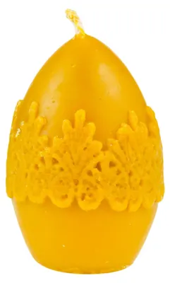 Image de Œuf en cire d'abeille naturelle, avec un motif brodé