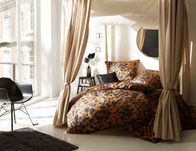 Produktbild von Mako Satin Bettwäsche Garnitur Leopard 155x220 + 80x80