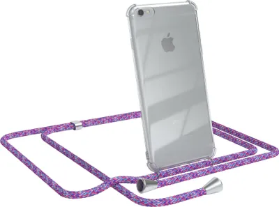 Produktbild von EAZY CASE Handykette kompatibel mit Apple iPhone 6 / 6S, Handyhülle mit Umhängeband, Handykordel, Schutzhülle Clear, Band in Bunt