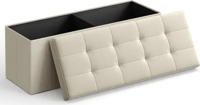 Produktbild von SONGMICS 110 cm Sitzbank mit Stauraum, klappbare Sitztruhe, Fußbank, beige