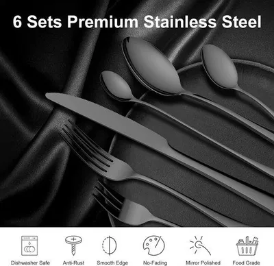 Produktbild von Famanu Besteckset 36-teilig - Edelstahl, Schwarz
