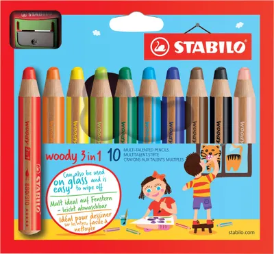 Produktbild von Stabilo Woody pastelka 3v1, 10 ks s strúhadlom