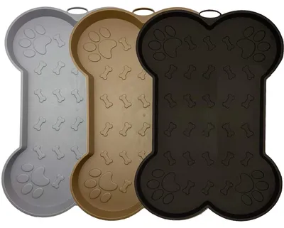 Auslaufsichere Hundefuttermatte, 45x32 cm, grau, rutschfest
