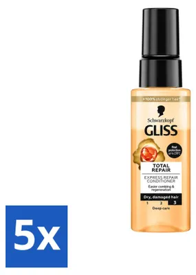 Productafbeelding van 5 x Schwarzkopf Gliss Total Repair Express Repair Conditioner, 70 ml - Voordeelverpakking - 5 stuks