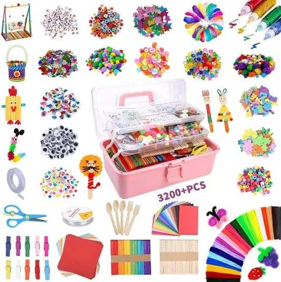 Produktbild von Kreativitätssatz - Kreativitätskoffer - Bastelset - Bastelpakket - Inkl. Zubehör - Für Jungen und Mädchen - Bastelbox
