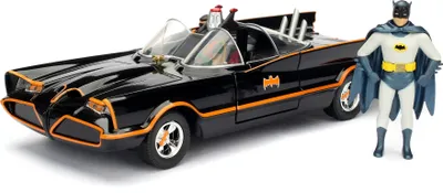Image de Jada Toys, Batmobile classique de la série Batman 1966, kit de collection en métal avec figurines, référence JADA30873