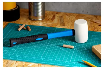 Produktbild von Gummihammer mit Fiberglasstiel und weißem Kopf, Ø 48 mm, 250 g