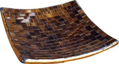 Produktbild von Eckige Mosaikschale, Untersetzer, Dekoschale, Handgearbeitete Keramik & Glas Obst Schale - Design 6, Braun, Keramik,Glas, Größe: Mittel (25*25 cm)