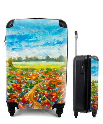 Produktbild von MuchoWow® Koffer Handgepäck Trolley Rollkoffer Kleine Reisekoffer mit 4 Rollen - Malerei - Ölfarbe - Blumen - Natur - Cabin Size < 55x40x23 cm & 55x40x20 cm - Fotokoffer - Kabinenkoffer - Boardgepäck - Reise-Box - Reisekoffer - Reisegepäck - Koffer mit Bild - Trolley für Kinder