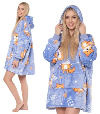 Immagine prodotto di Felpa Coperta Kocobluza 2in1 Oversize Cappuccio Sherpa Spessa Viola con Cani