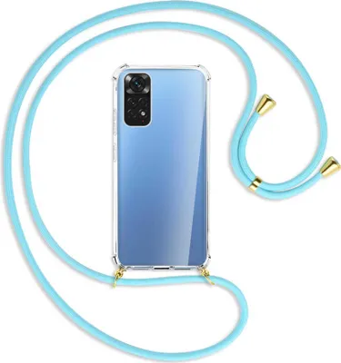 Produktbild von Handykette Backcover-Schutzhülle mit Band (Metall goldfarben) für Xiaomi Redmi Note 11S 4G - himmelblau