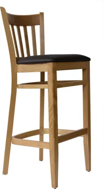 Produktbild von Barhocker Tresenhocker Hocker Holz Buche honig-eiche Polster Kunstleder braun H-78, fertig montiert Belastbarkeit 150 kg *TB002