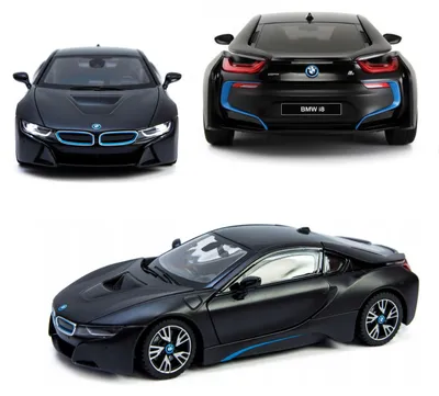 Immagine prodotto di Modellino di auto BMW i8 in metallo nero da collezione, scala 1:24