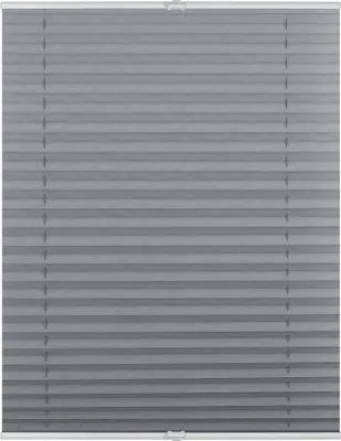 Produktbild von Plissee Klemmfix, verspannt, blickdicht, Sichtschutz Sonnenschutz Jalousie Grau,60 cm x 130 cm (B x L)