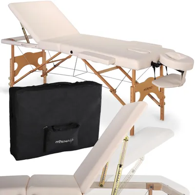 Produktbild von Habys Massageliege Eden | Klappbar Mobile | Massagebett | Tragebares Höhenverstellbar | Holz Marineblau Beige