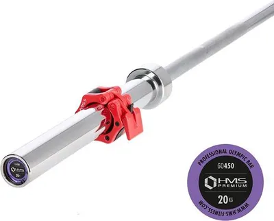 Obrázok produktu pre Go450 (+ Zg1000B )Olympijská 18,5Kg 2200Mm Hms Činka S Čeľusťovými Svorkami Čierna