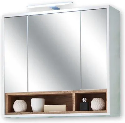 Obrázok produktu pre Zrkadlová skrinka Wildeglast s LED osvetlením, biela, lesklá, 80 x 72 x 20 cm