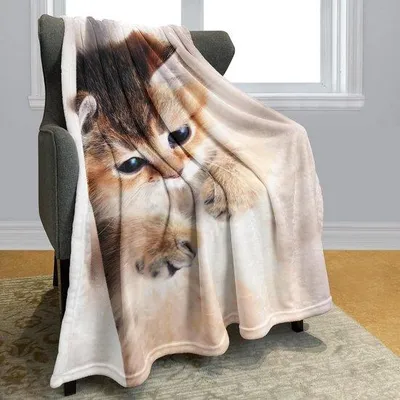 Zdjęcie produktu dla Ibenzoa® Kocyk do przytulania z uroczym motywem kota, 100 x 150 cm, 100% poliester – miękki koc do salonu i sypialni, dekoracyjny pled