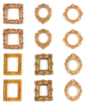 12 Mini-Fotorahmen, gold, Vintage, Harz, Barock, Wandmontage