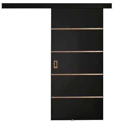 Produktbild von KIER FURNITURE Schiebetür Komplettset WERDI PLUS Sliding Door, Raumteiler Schiebetür Schwarz 86x205x1,6 cm