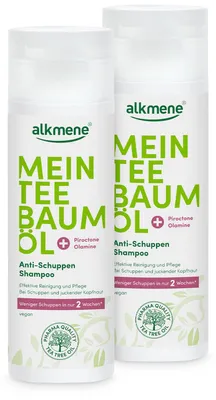 Produktbild von alkmene Mein Teebaumöl Anti Schuppen Shampoo 2x 200 ml weniger Schuppen in 2 Wochen, vegan, , gegen Schuppen