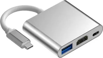 Obrázok produktu pre Multifunkčný rozbočovač typu C na USB 3 v 1 s rýchlosťou 5 Gb/s Prenosná dokovacia stanica typu C pre domácu kanceláriu strieborná