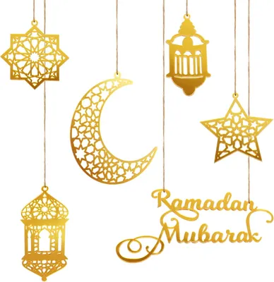 Productafbeelding van 6st ramadan decoraties - Acryl kareem eid mubarak windlicht maan stervormig