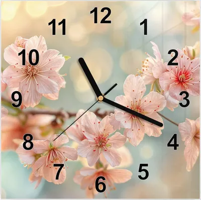 Produktbild von Wanduhr aus Glas mit Motiv Kirschblütenzauber- 30 x 30 cm - inkl. Aufhängesystem