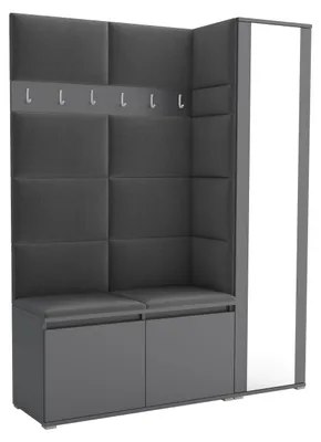 Produktbild von Garderobe LUTON 7 ANTHRACITE 15 - Farbe: anthrazit, moderne Garderobe 40x145x186 cm, funktionelle Lösung für den Flur, Garderobe, Möbel für den Flur,