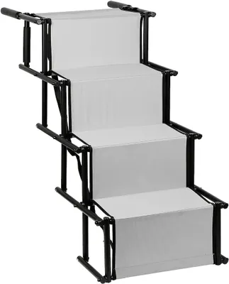 Produktbild von Hunderampe für große und kleine Hunde, faltbare Treppe für Auto, Sofa oder Bett, rutschfest, bis 50 kg belastbar, grau