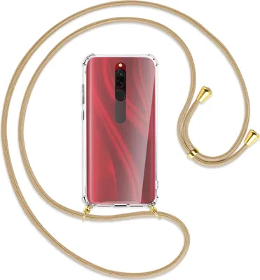 Produktbild von Handykette Backcover-Schutzhülle mit Band (Metall goldfarben) für Xiaomi Redmi 8 - caramel