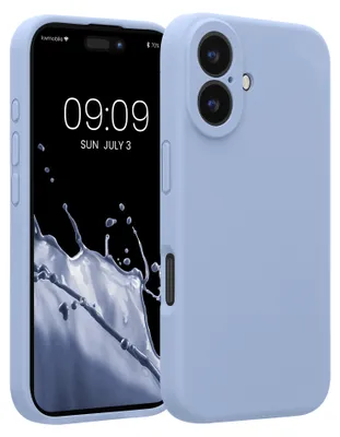 Produktbild von kwmobile Handyhülle für Apple iPhone 16 Hülle - gummierte Handy Silikon Case für iPhone 16 - Schutzhülle Cover - Hellblau matt
