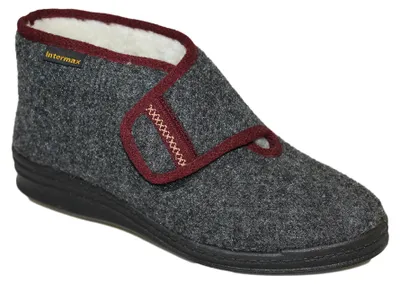 Produktbild von Intermax Damen Hausschuh Stiefel mit Verschuß, gefüttert Schurwolle, Filz anthra