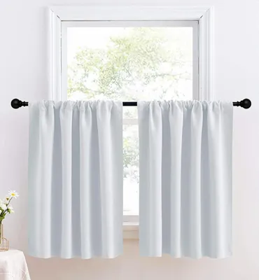 Produktbild von 1 Paar/2er Set Scheibengardinen Modern Küche, Bistrogardine Weiß,76*92cm, Vorhänge, Fenstergardinen für Wohnzimmer Fenstervorhang