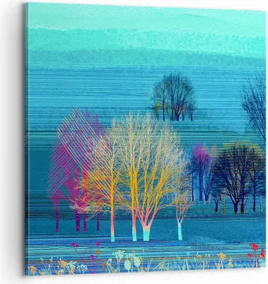 Produktbild von Bild auf Leinwand - Leinwandbild - Bäume Wiese Sommer - 60x60cm - Wand Bild - Wanddeko - Wandbilder - Leinwanddruck - Bilder - Kunstdruck - Wanddekoration - Leinwand bilder - Wandkunst - AC60x60-4100