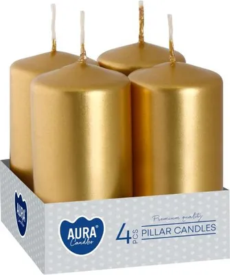 Zdjęcie produktu dla Świeca wotywna BISPOL Aura 9H 8CM SW40/80 ZŁOTY METALIK 4szt.
