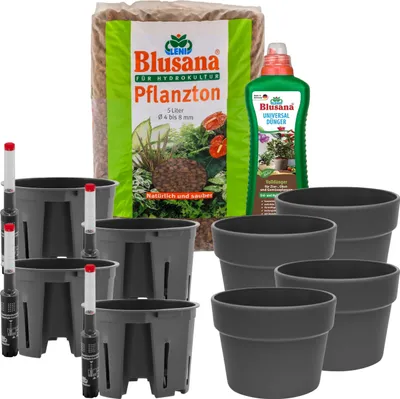 Produktbild von LENI Hydrokultur Komplett-Set mit Blumentopf Kulturtopf Wasserstandsanzeiger und Zubehör Hydrokultursystem Outdoor Indoor