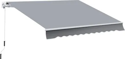 Produktbild von Manuelle Gelenkarmmarkise Balkonmarkise 4M Mit Handkurbel Sonnenschutz Wandmontage Balkon Alu Weiß+Grau 395 X 245 Cm