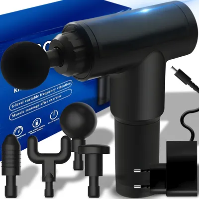 Produktbild von Pistolet do masażu Pistolet do masażu elektrycznego Pistolet do masażu LED Pistolet do masażu mięśni szyi Mięśnie ramion 4 prędkości Masażer pleców Głowice tkankowe Retoo