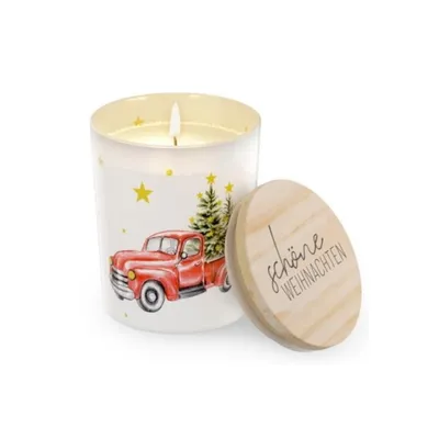 Produktbild von Duftkerze Love Xmas Pick Up Auto mit Tanne H. 8,5cm Geschenk für Dich