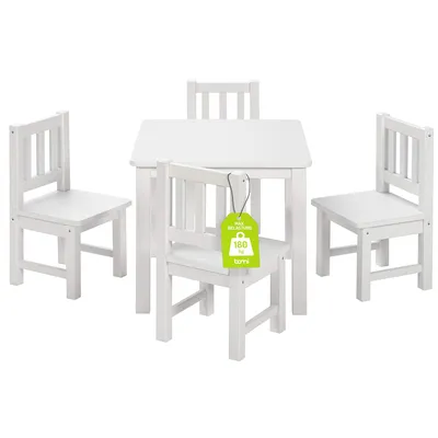 Produktbild von BOMI® Kindertisch mit 4 Stühlen aus Massiv Holz für Kleinkinder, Jungen und Mädchen