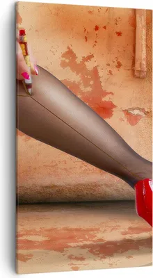Produktbild von Bild auf Leinwand - Leinwandbild - Bein Strumpf Mode Ferse - 45x80cm - Wand Bild - Wanddeko - Leinwanddruck - Bilder - Kunstdruck - Wanddekoration - Leinwand bilder - Wandkunst - PA45x80-2239