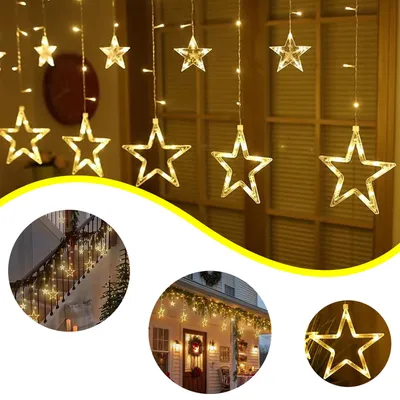 Produktbild von Lichterkette Sterne, 120 LEDs Weihnachtslichterkette, Lichterkette Innen/Außen, Weihnachtsdeko für Fenster, Balkon