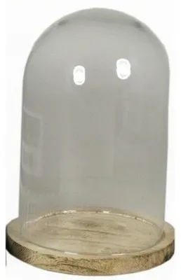 Produktbild von Glasglocke - dekorativ - Glas - Holztablett - 22 cm