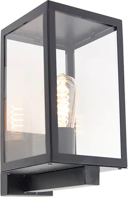Zdjęcie produktu dla Nowoczesna lampa ścienna zewnętrzna czarna ze szkłem 30 cm - Rotterdam