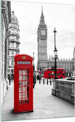 Produktbild von Bilder auf glas - Einteilig - Schuppen Telefon London - 70x100cm - Glasbilder - Wandbilder - Bilder - zum Aufhängen bereit - Wanddekoration aus Glas - Glas Bilder - Wandbild auf Glas - GPA70x100-4326