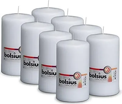 Produktbild von 8 x Stumpenkerze 200/98mm cellophaniert ,weiß