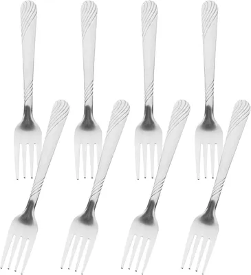 Produktbild von 8 Edelstahlgabeln mit einfachem Design für den Haushalt und die Gastronomie